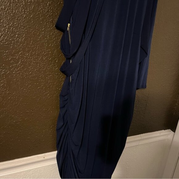 Navy Blue Monif C Evening Dress with Zipper Down the Side, Size 3 - Picture 3 of 9